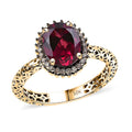 Mirage Collection Premium Tanzanian Wine Garnet and SI2 Natural Champagne Diamond 2.40 ctw Ring in 10K Yellow Gold - Sticky add to cart bar