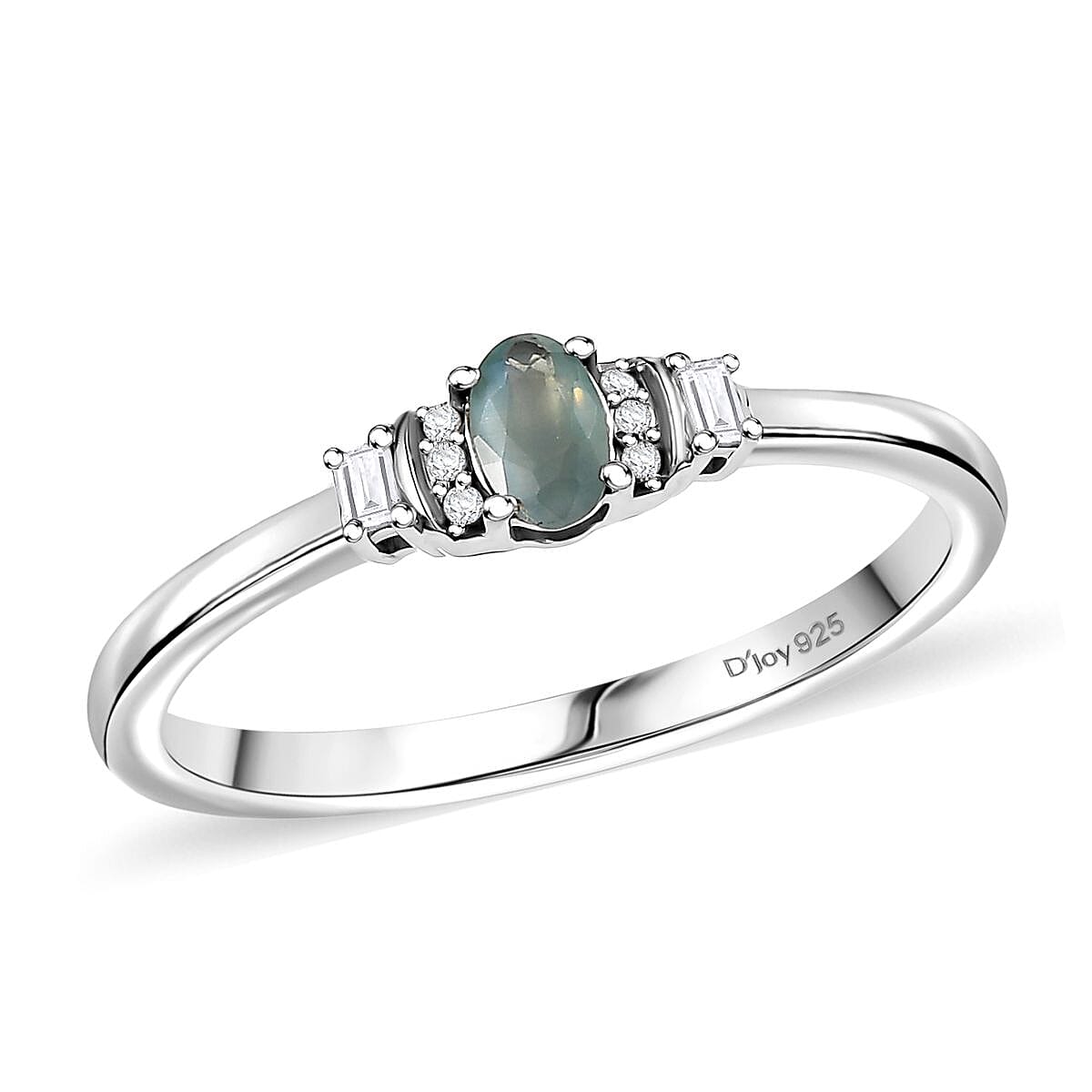 D'Joy Narsipatnam Alexandrite, White Zircon Ring in Rhodium Over Sterling Silver (Size 10.0) 0.40 ctw