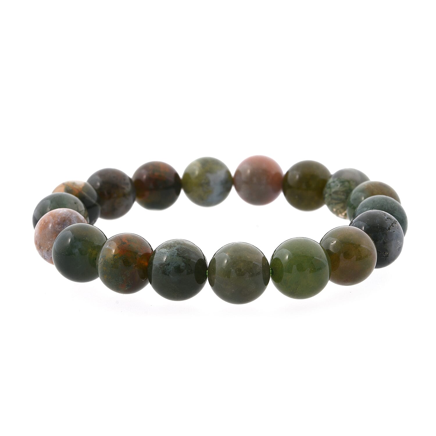 Indian Agate Beaded 149.95 ctw Stretch Bracelet