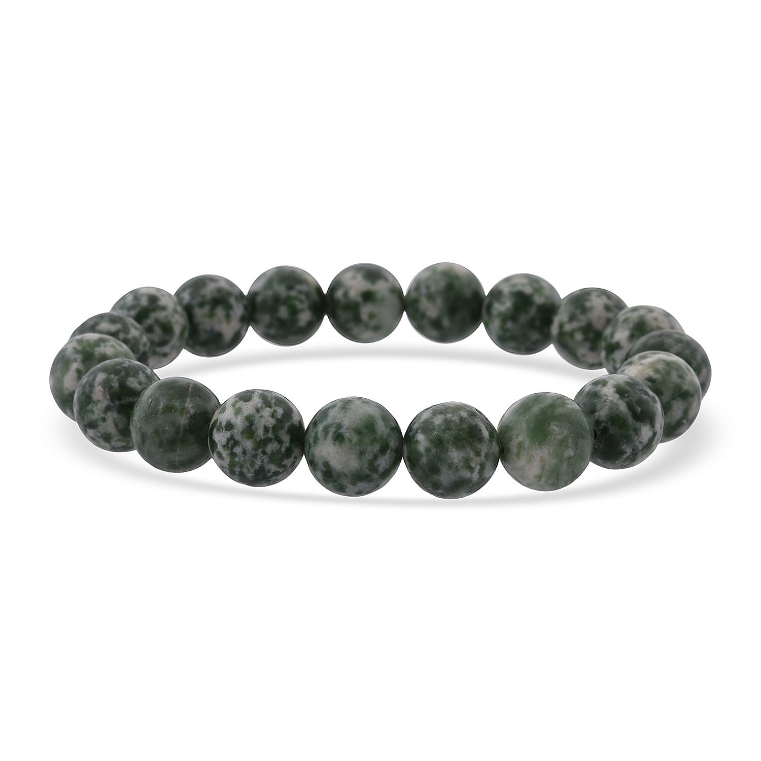 Green Point Jasper 160.00 ctw Beaded Stretch Bracelet