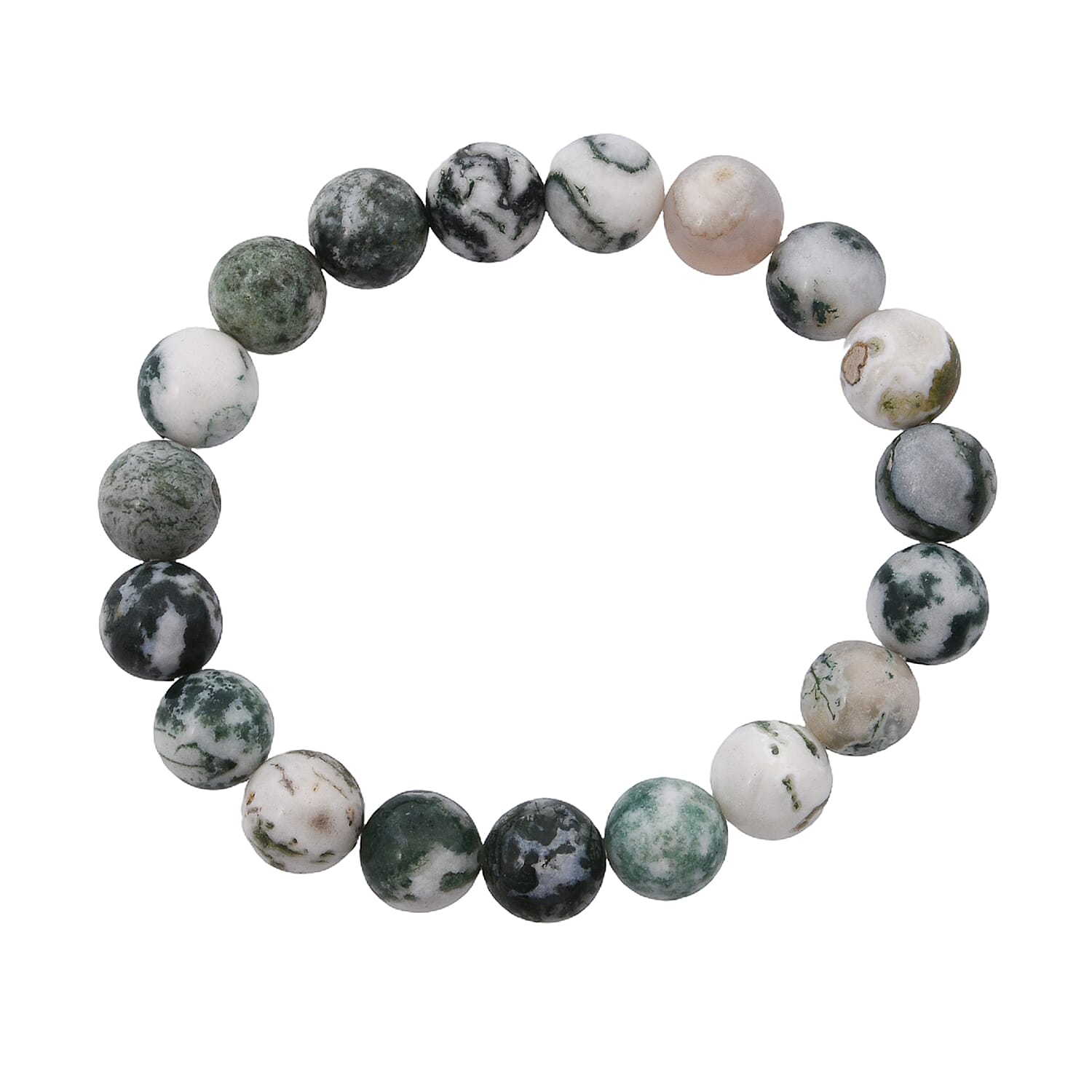 Tree Agate Beaded 133.55 ctw Stretch Bracelet