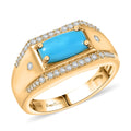 EverTrue Sleeping Beauty Turquoise, White Zircon Men's Ring in 18K YG Plated (Size 10.0) 1.90 ctw - Sticky add to cart bar