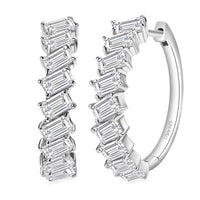 D'Joy Moissanite 4.85 ctw Symphony Glow Hoop Earrings in Rhodium Over Sterling Silver