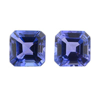 Certified & Appraised AAAA Asscher Cut Tanzanite Set of 2 (Sqr 6x6 mm) 2.00 ctw