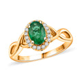 Certified & Appraised Iliana AAAA Kagem Zambian Emerald and SI Diamond 1.00 ctw Ring in 18K Yellow Gold (Size 10.0) - Sticky add to cart bar