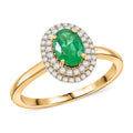 Certified & Appraised Iliana AAAA Kagem Zambian Emerald and SI Diamond 1.00 ctw Double Halo Ring in 18K Yellow Gold (Size 10.0) - Sticky add to cart bar