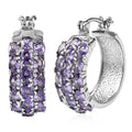 EverTrue Simulated Amethyst Color Diamond Hoop Earrings in Stainless Steel 7.15 ctw - Sticky add to cart bar