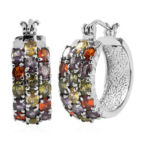 EverTrue Simulated Amethyst Color Diamond Hoop Earrings in Stainless Steel 7.15 ctw