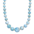 AAA Larimar 180.00 ctw Beaded Necklace in 18K Vermeil Yellow Gold Over Sterling Silver 18-20 Inches - Sticky add to cart bar
