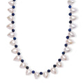 Freshwater Pearl and Lapis Lazuli 13.00 ctw Necklace in Rhodium Over Sterling Silver 18 Inches - Sticky add to cart bar