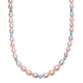 Pink Freshwater Pearl and Sleeping Beauty Turquoise 2.70 ctw Necklace in Rhodium Over Sterling Silver 18 Inches - Sticky add to cart bar