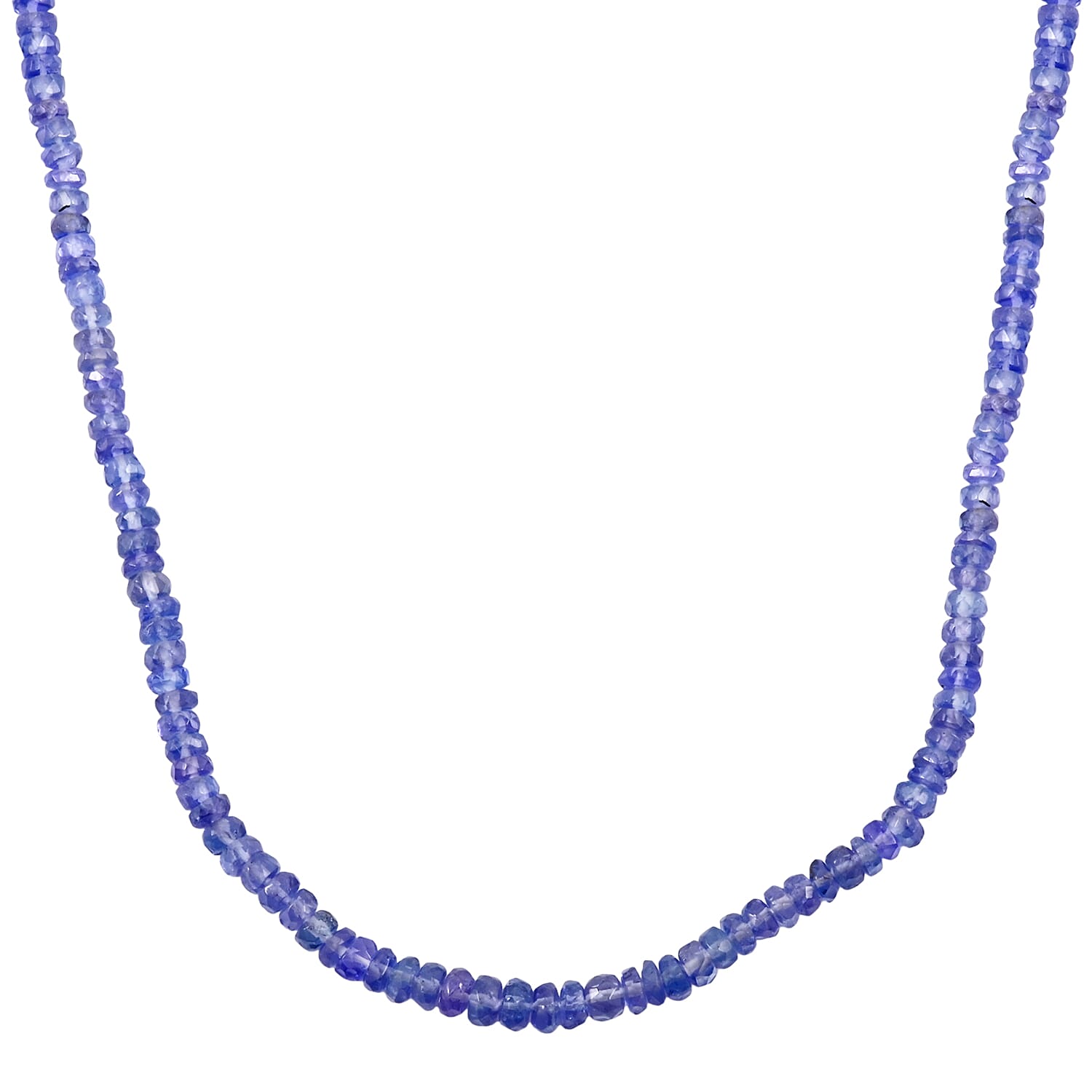 AAAA RARE FIND Tanzanite 45.00 ctw Beaded Necklace in Rhodium Over Sterling Silver 18 Inches