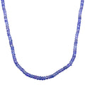 AAAA RARE FIND Tanzanite 45.00 ctw Beaded Necklace in Rhodium Over Sterling Silver 18 Inches - Sticky add to cart bar