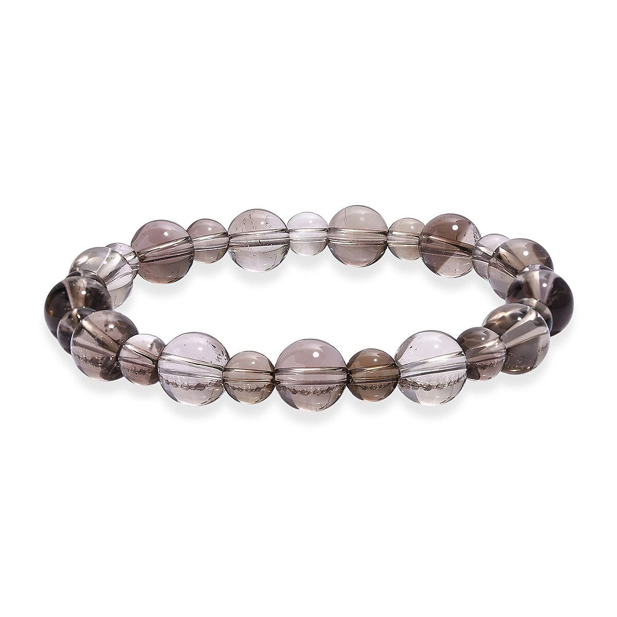 Brazilian Smoky Quartz 130.00 ctw Beaded Stretch Bracelet
