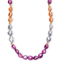 Multi Color Pearl (D) Necklace in 18K Vermeil Yellow Gold Over Sterling Silver 18 Inches