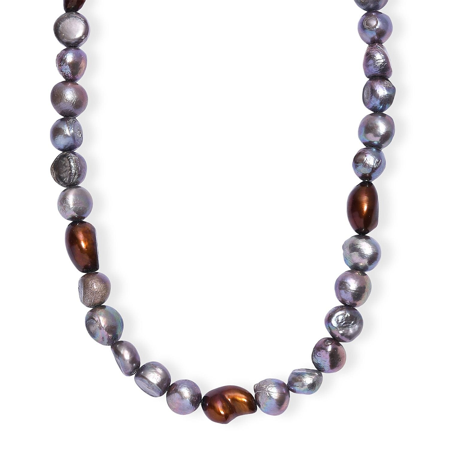 Grey and Bronze Pearl (D) Necklace in Platinum Bond 18 Inches