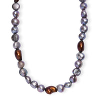 Grey and Bronze Pearl (D) Necklace in Platinum Bond 18 Inches