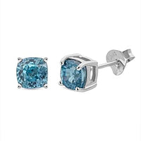 Blue Zircon Earrings in Rhodium Over Sterling Silver 1.99 ctw