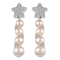 GP Capri Special Collection Freshwater Pearl and White Zircon 3.30 ctw Earrings in Rhodium Over Sterling Silver - Sticky add to cart bar