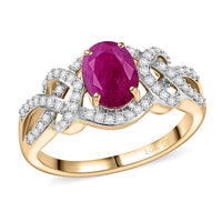 GP Premium Royal Ruby and G-H I2 Diamond 2.20 ctw Ring in 10K Yellow Gold (Size 10.0)