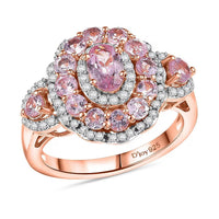 D'Joy Narsipatnam Pink Spinel and Moissanite 2.20 ctw Royal Bloom Ring in 18K Vermeil Rose Gold Over Sterling Silver (Size 10.0)