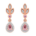 D'Joy Narsipatnam Pink Spinel and Multi Gemstone 0.70 ctw Whispering Leaves Earrings in 18K Vermeil Rose Gold Over Sterling Silver - Sticky add to cart bar