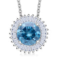 Luxuriant Lab Grown Blue and White Diamond SI 1.00 ctw Halo Majesty Pendant in Rhodium Over Sterling Silver - Sticky add to cart bar