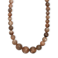 Sunstone 270.00 ctw Beaded Necklace in Rhodium Over Sterling Silver 18 Inches