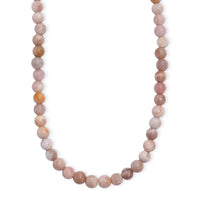 Sunstone Beaded 115.00 ctw Necklace 18 Inches in Rhodium Over Sterling Silver