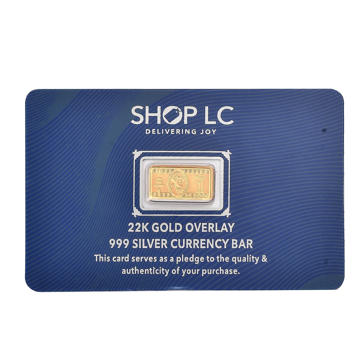 22K Gold Over 999.9 Fine Silver Currency Bar 1 Grams