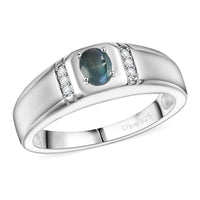 D’Joy Narsipatnam Alexandrite, Moissanite Men's Ring in Rhodium Over Sterling Silver (Size 10.0) 0.40 ctw
