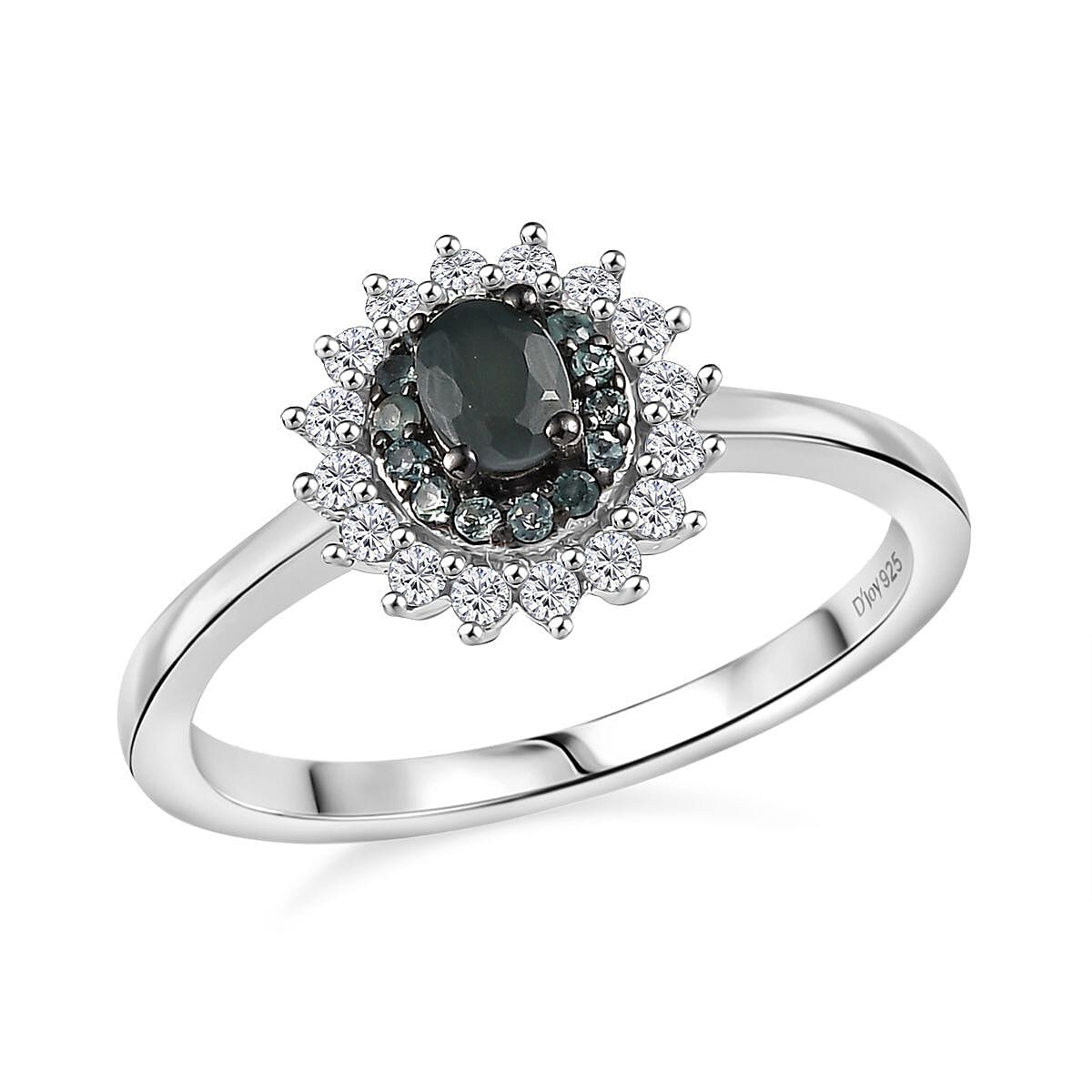 D’Joy Narsipatnam Alexandrite, White Zircon Ring in Rhodium Over Sterling Silver (Size 9.0) 0.65 ctw