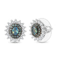 D'Joy Narsipatnam Alexandrite and White Zircon 1.25 ctw Arcane Bloom Earrings in Rhodium Over Sterling Silver - Sticky add to cart bar