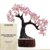 300 Rose Quartz Gemstone Bonsai Tree (12 Inch)