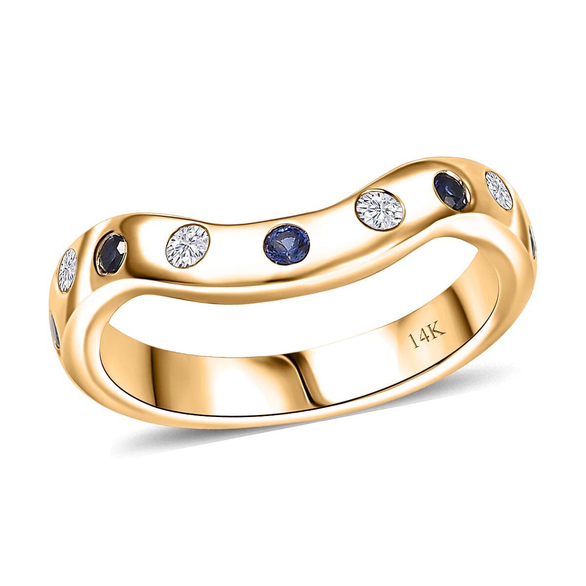 Luxoro AAA Ceylon Blue Sapphire and G-H SI Diamond 0.25 ctw Ring in 14K Yellow Gold (Size 4.75)