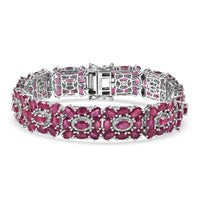 D'Joy Niassa Ruby (FF), White Zircon Bracelet in Rhodium Over Sterling Silver (7.25 In) 40.65 ctw