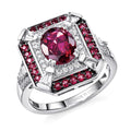 D'Joy Orissa Rhodolite Garnet, White Zircon Ring in Rhodium Over Sterling Silver (Size 10.0) 3.40 ctw - Sticky add to cart bar