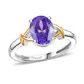 D’Joy Simulated Blue Diamond 2.90 ctw Solitaire Ring in 14K YG Over and Sterling Silver (Size 10.0) - Sticky add to cart bar