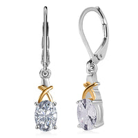 D’Joy Simulated Diamond 2.15 ctw Lever Back Earrings 14K YG Over and Sterling Silver