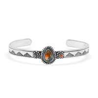 Santa Fe Style Spiny Turquoise 9.00 ctw Cuff Bracelet Sterling Silver (7.00 In)