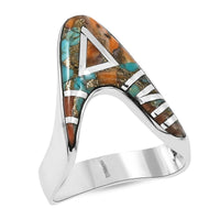Santa Fe Style Spiny Turquoise Ring in Sterling Silver (Size 10.0) 6.00 ctw