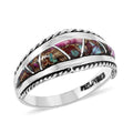 Santa Fe Style Rainbow Multi Gemstone Ring in Sterling Silver (Size 10.0) 2.75 ctw - Sticky add to cart bar