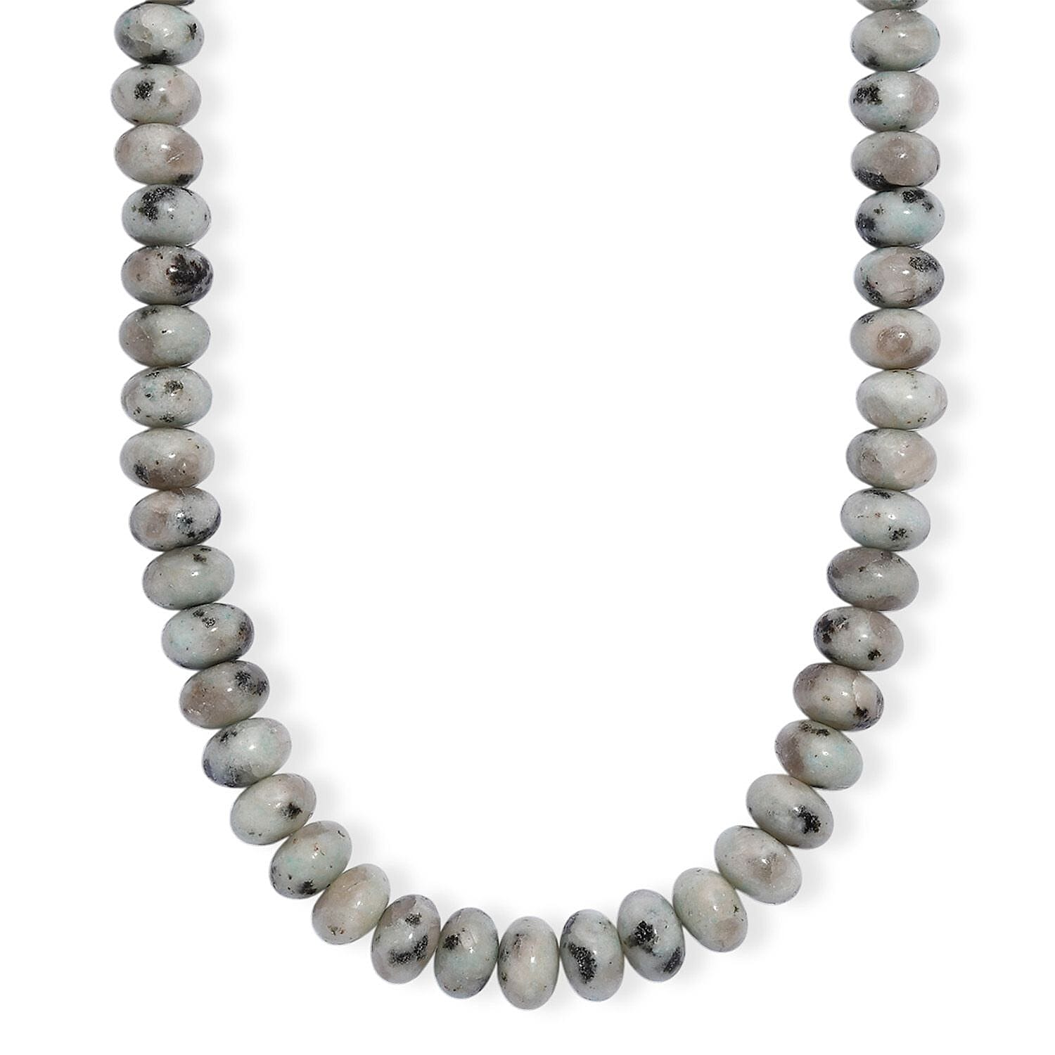 Karis Green Kiwi Jasper Beaded 305.00 ctw Necklace 18 Inches in Platinum Bond