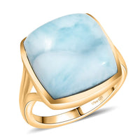 D’Joy Larimar Ring in 18K Vermeil YG Over Sterling Silver (Size 10.0) 13.50 ctw