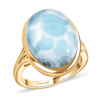 D’Joy Larimar Ring in 18K Vermeil YG Over Sterling Silver (Size 10.0) 13.50 ctw