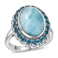 D'Joy Larimar, Multi Gemstone Ring in Rhodium Over Sterling Silver (Size 10.0) 7.80 ctw - Sticky add to cart bar