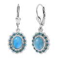 D’Joy Larimar, Multi Gemstone Earrings in Rhodium Over Sterling Silver 3.40 ctw - Sticky add to cart bar