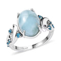 D’Joy Larimar, Multi Gemstone Ring in Rhodium Over Sterling Silver (Size 10.0) 7.35 ctw - Sticky add to cart bar
