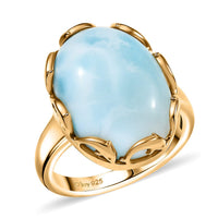 D’Joy Larimar Ring in 18K Vermeil YG Over Sterling Silver (Size 10.0) 14.00 ctw