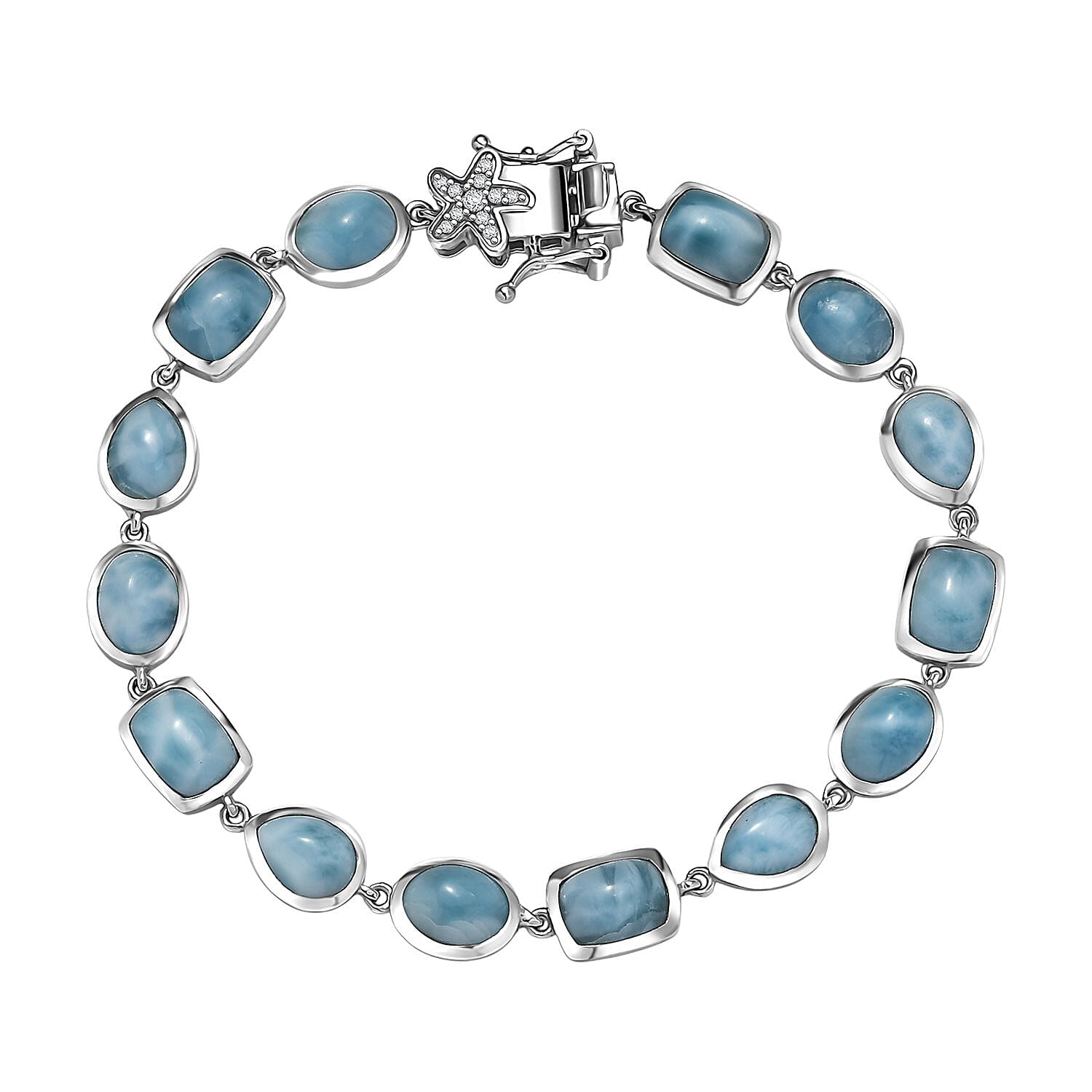 D’Joy Larimar, White Zircon Bracelet in Rhodium Over Sterling Silver (7.25 In) 22.35 ctw
